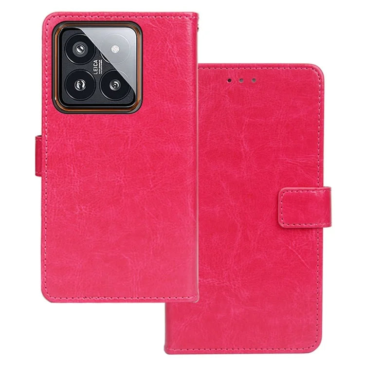 IDEWEI For Xiaomi 14 Pro Case Stable Stand PU Leather Mobile Phone Cover Wallet