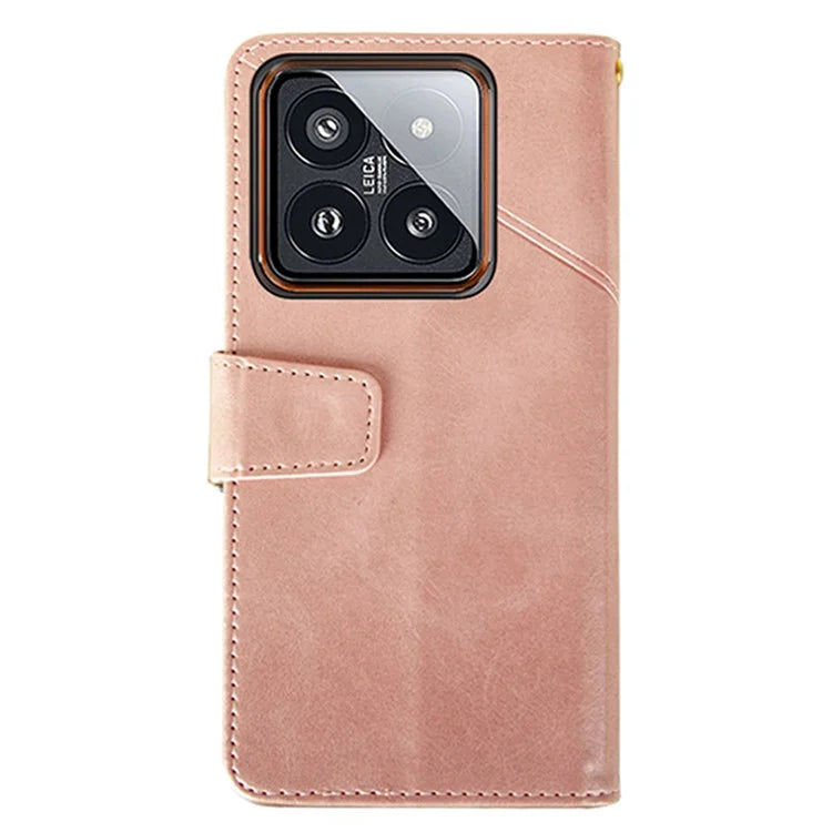 IDEWEI For Xiaomi 14 Pro Case Calf Texture Imprint Stand Wallet Cellphone Cover