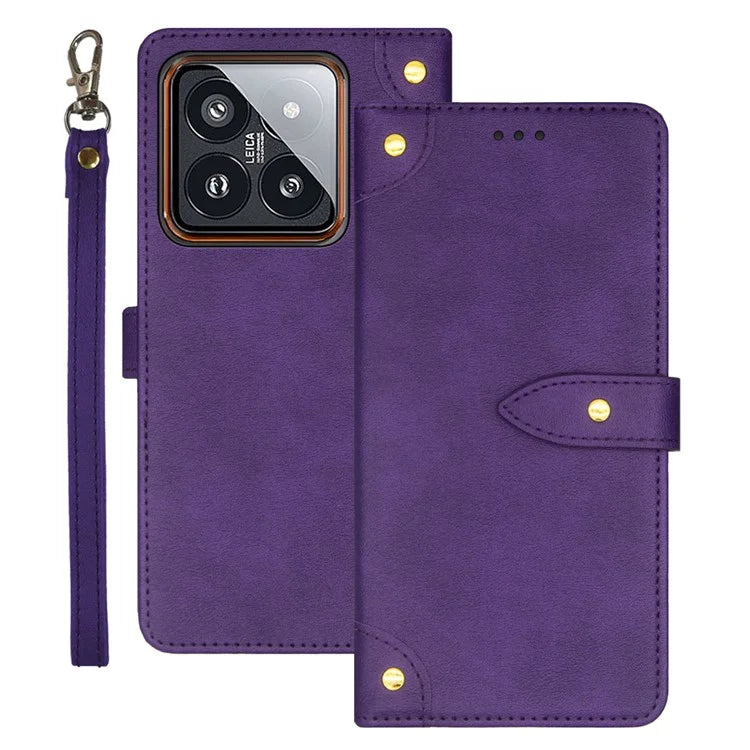 IDEWEI For Xiaomi 14 Pro PU Leather Case Flip Phone Cover with Card Holder