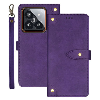 IDEWEI For Xiaomi 14 Pro PU Leather Case Flip Phone Cover with Card Holder