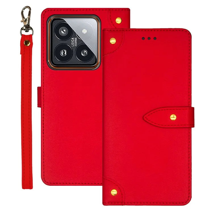 IDEWEI For Xiaomi 14 Pro PU Leather Case Flip Phone Cover with Card Holder