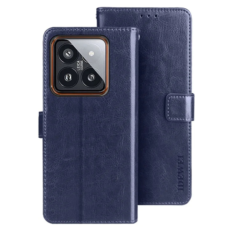 IDEWEI For Xiaomi 14 Pro Case Anti-Scratch Crazy Horse Texture Leather Wallet Phone Shell