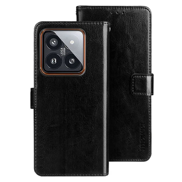 IDEWEI For Xiaomi 14 Pro Case Anti-Scratch Crazy Horse Texture Leather Wallet Phone Shell