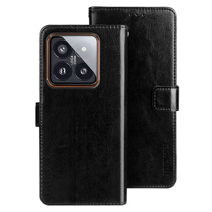 IDEWEI For Xiaomi 14 Pro Case Anti-Scratch Crazy Horse Texture Leather Wallet Phone Shell