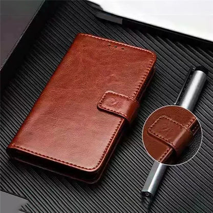 IDEWEI For Xiaomi 14 Pro Case Anti-Scratch Crazy Horse Texture Leather Wallet Phone Shell