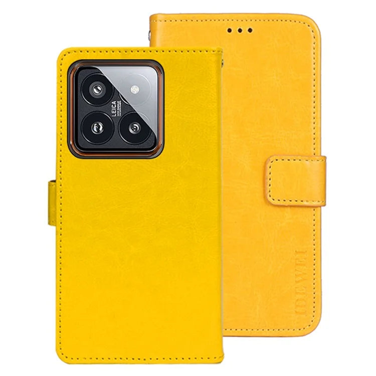 IDEWEI For Xiaomi 14 Pro Case Anti-Scratch Crazy Horse Texture Leather Wallet Phone Shell