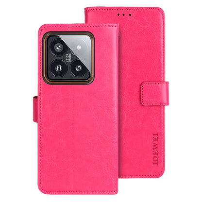 IDEWEI For Xiaomi 14 Pro Case Anti-Scratch Crazy Horse Texture Leather Wallet Phone Shell