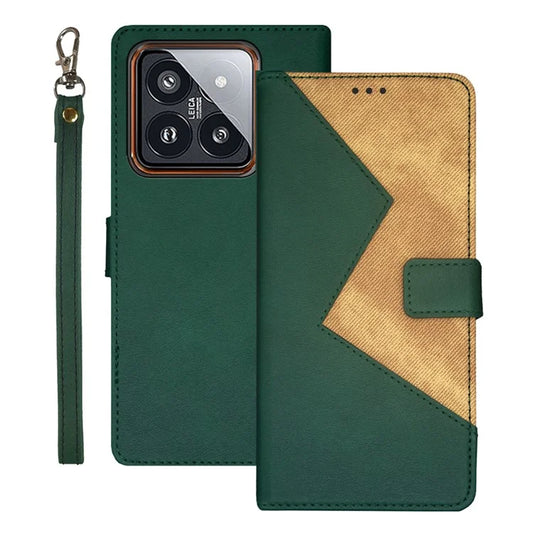 IDEWEI For Xiaomi 14 Pro PU Leather Phone Case Card Holder Slots Handbag Folio Cover