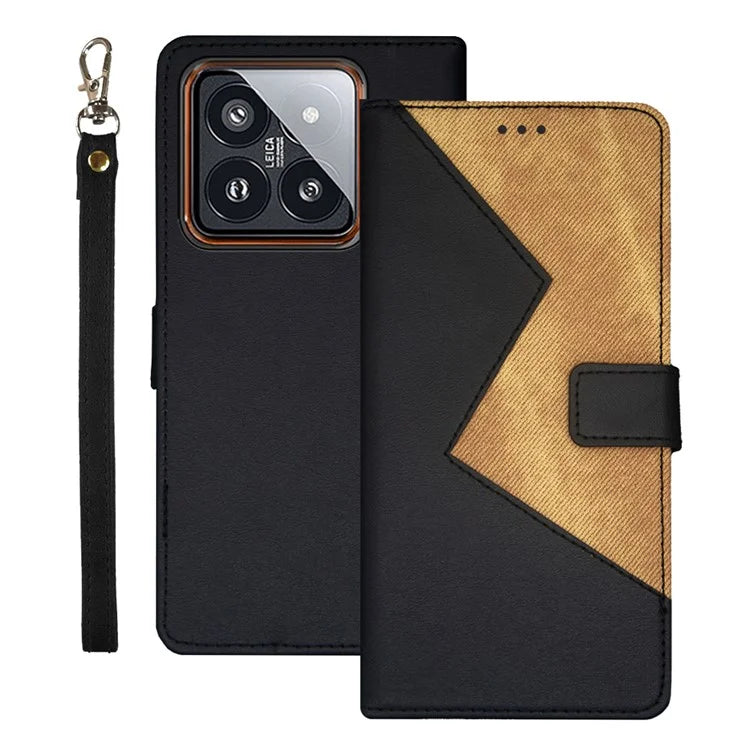 IDEWEI For Xiaomi 14 Pro PU Leather Phone Case Card Holder Slots Handbag Folio Cover