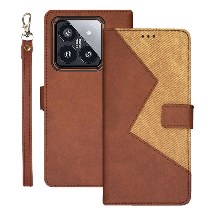 IDEWEI For Xiaomi 14 Pro PU Leather Phone Case Card Holder Slots Handbag Folio Cover