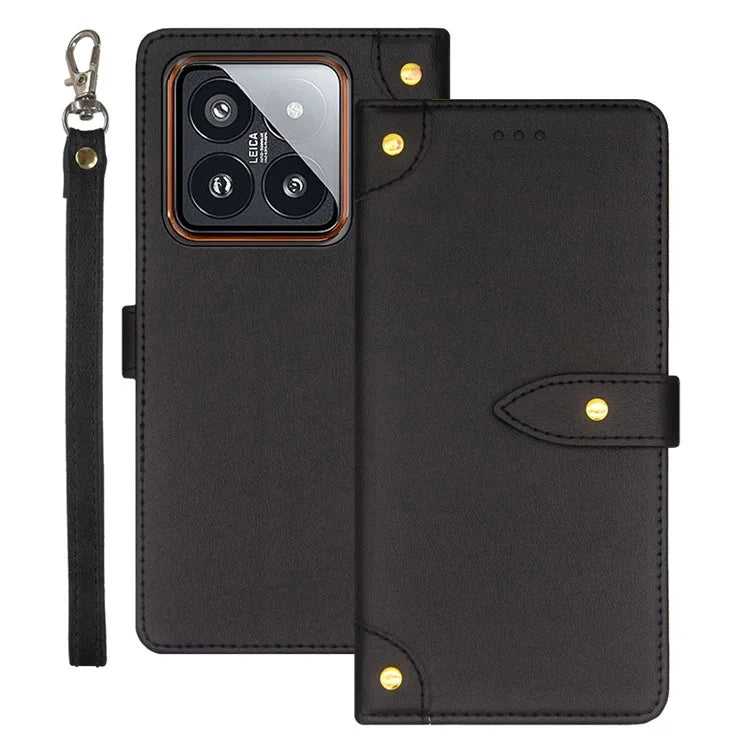 IDEWEI For Xiaomi 14 Phone Case PU Leather Magnetic Clasp Stand Phone Cover
