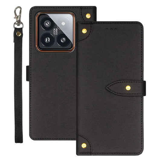 IDEWEI For Xiaomi 14 Phone Case PU Leather Magnetic Clasp Stand Phone Cover