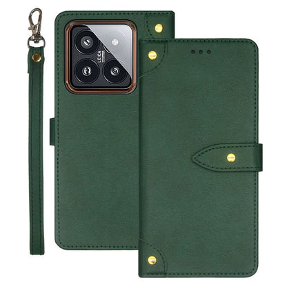 IDEWEI For Xiaomi 14 Phone Case PU Leather Magnetic Clasp Stand Phone Cover