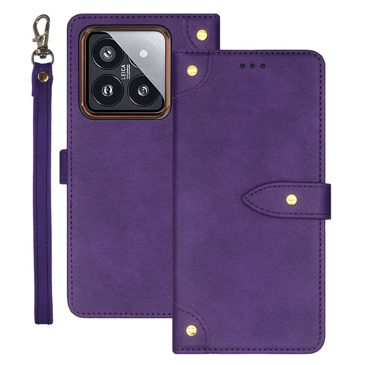 IDEWEI For Xiaomi 14 Phone Case PU Leather Magnetic Clasp Stand Phone Cover