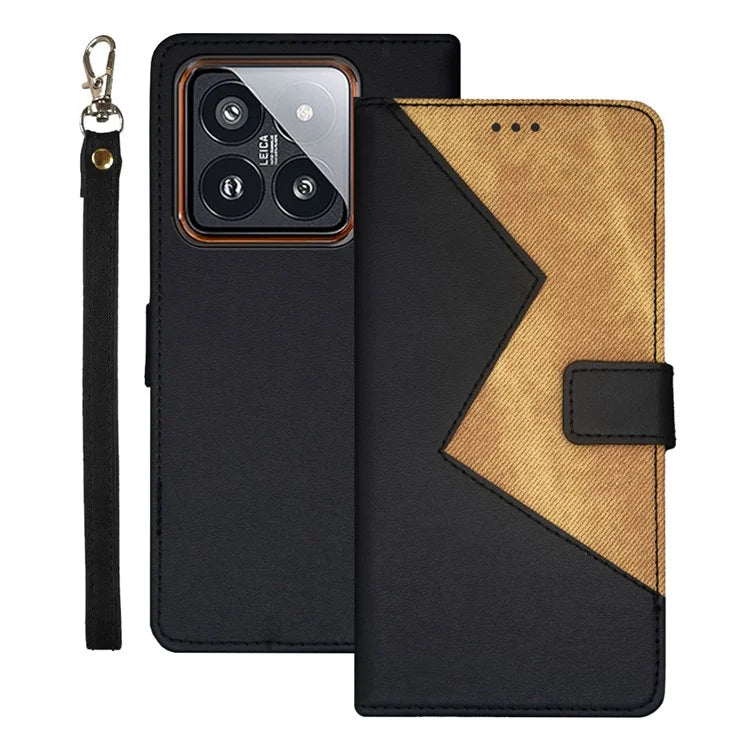 IDEWEI For Xiaomi 14 PU Leather Case Magnetic Closure Card Holder Phone Cover