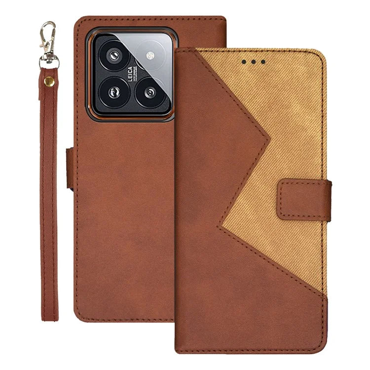 IDEWEI For Xiaomi 14 PU Leather Case Magnetic Closure Card Holder Phone Cover