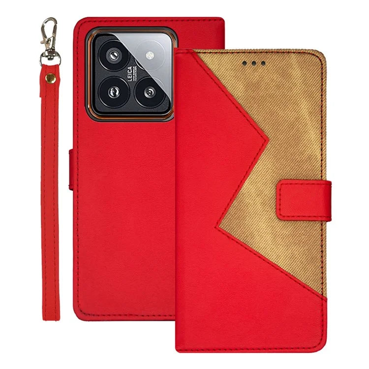 IDEWEI For Xiaomi 14 PU Leather Case Magnetic Closure Card Holder Phone Cover
