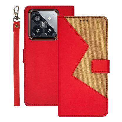 IDEWEI For Xiaomi 14 PU Leather Case Magnetic Closure Card Holder Phone Cover