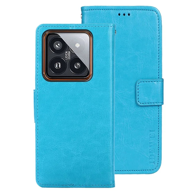 IDEWEI For Xiaomi 14 Case Shockproof Crazy Horse Texture Flip Leather Wallet Phone Cover
