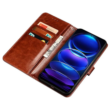 IDEWEI For Xiaomi 14 Case Shockproof Crazy Horse Texture Flip Leather Wallet Phone Cover