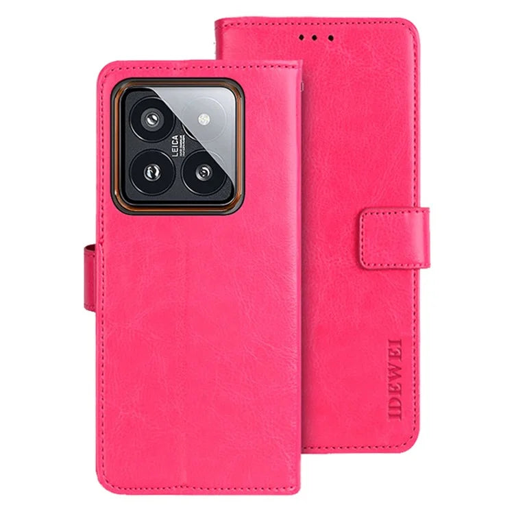 IDEWEI For Xiaomi 14 Case Shockproof Crazy Horse Texture Flip Leather Wallet Phone Cover