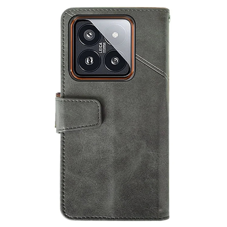 IDEWEI For Xiaomi 14 Cellphone Case Scratch-resistant Calf Texture Wallet Cover