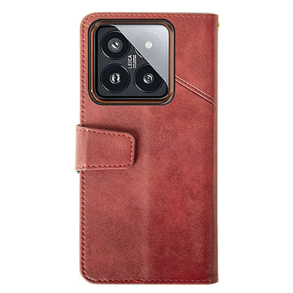 IDEWEI For Xiaomi 14 Cellphone Case Scratch-resistant Calf Texture Wallet Cover