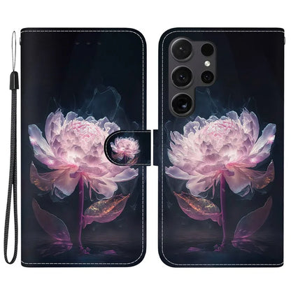 For Samsung Galaxy S24 Ultra Case PU Leather 3D Pattern Flip Phone Cover