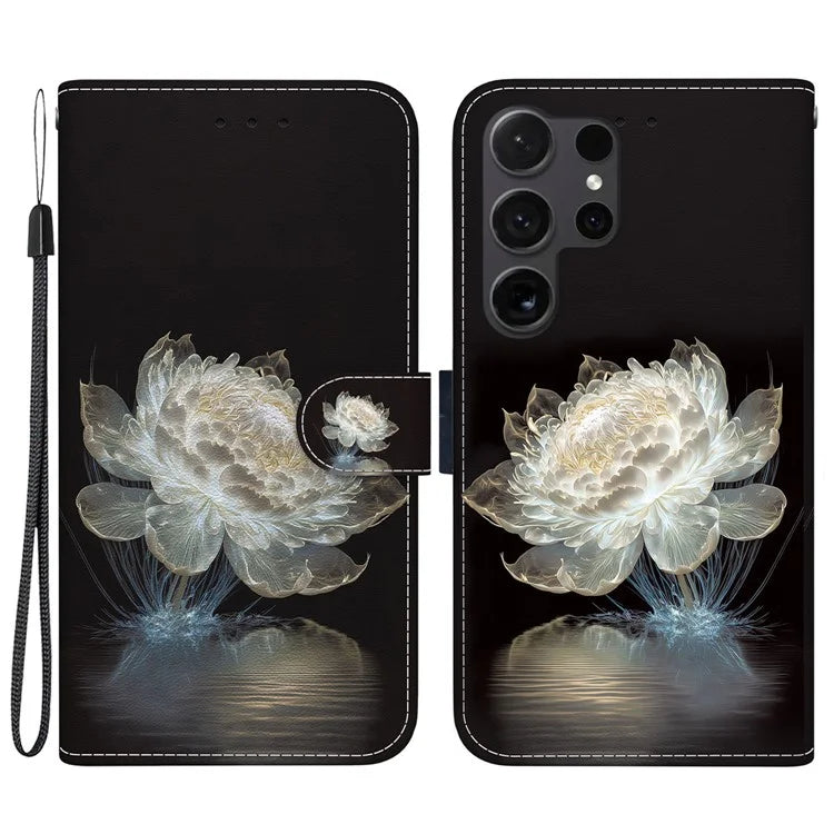 For Samsung Galaxy S24 Ultra Case PU Leather 3D Pattern Flip Phone Cover