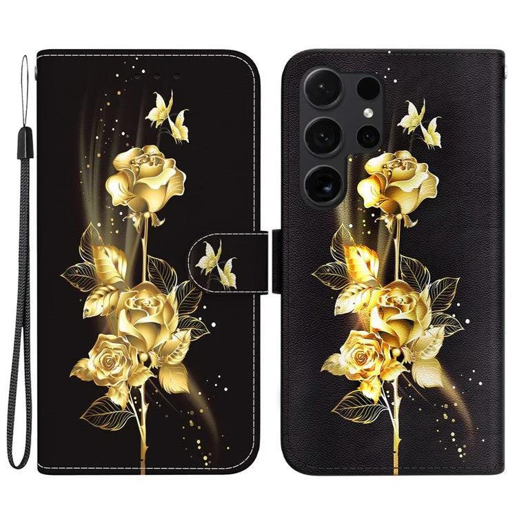 For Samsung Galaxy S24 Ultra Case PU Leather 3D Pattern Flip Phone Cover