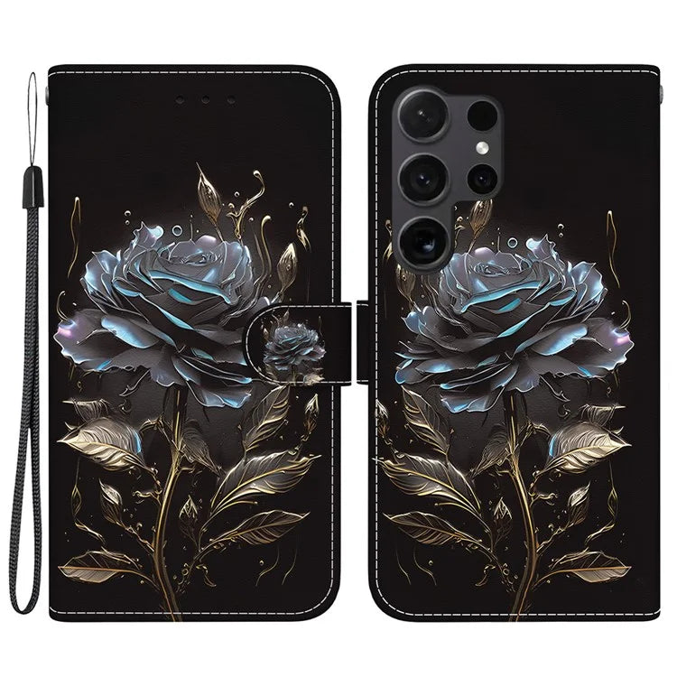 For Samsung Galaxy S24 Ultra Case PU Leather 3D Pattern Flip Phone Cover