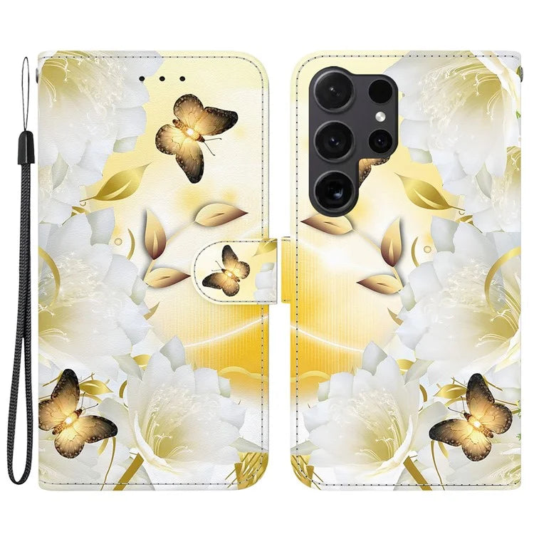 For Samsung Galaxy S24 Ultra Case PU Leather 3D Pattern Flip Phone Cover