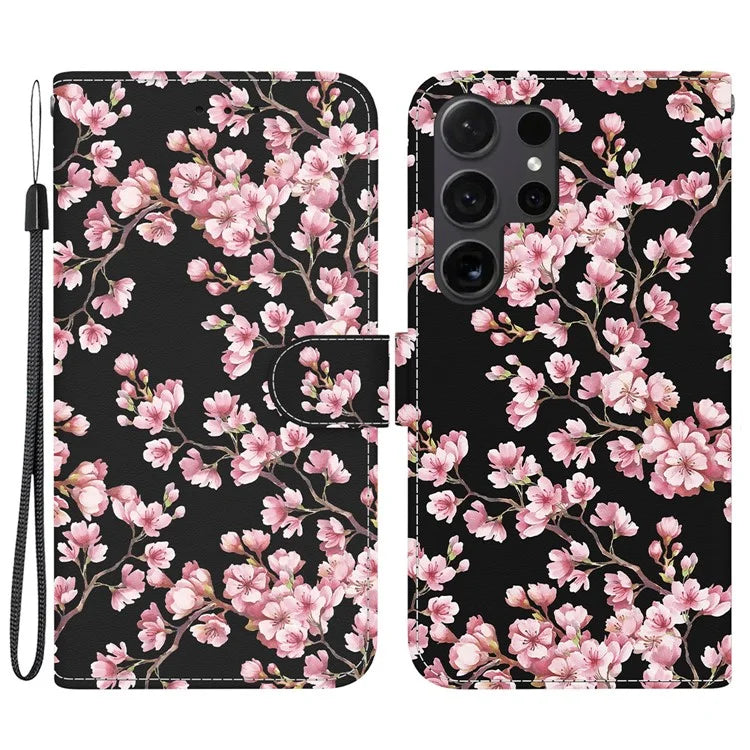 For Samsung Galaxy S24 Ultra Case PU Leather 3D Pattern Flip Phone Cover
