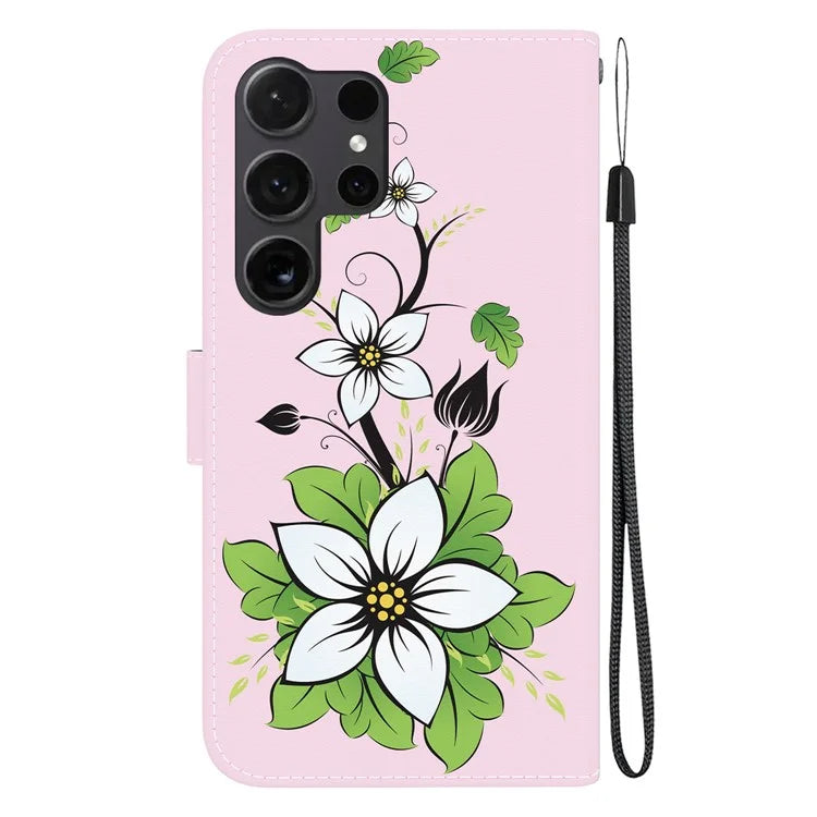 For Samsung Galaxy S24 Ultra Case PU Leather 3D Pattern Flip Phone Cover