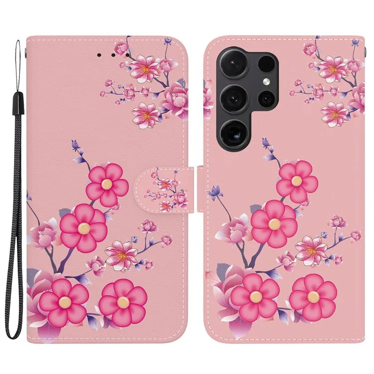 For Samsung Galaxy S24 Ultra Case PU Leather 3D Pattern Flip Phone Cover