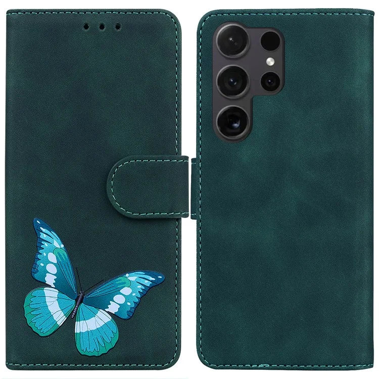 For Samsung Galaxy S24 Ultra Case Leather Butterfly Printing Wallet Phone Stand Cover