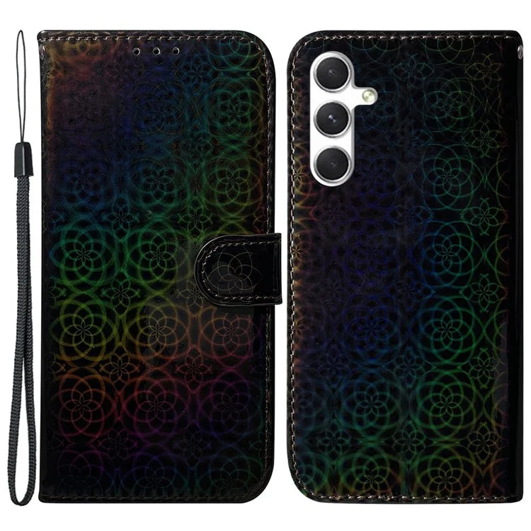 For Samsung Galaxy S24 Case Book Style Dazzling Flower Pattern Cover with Wallet