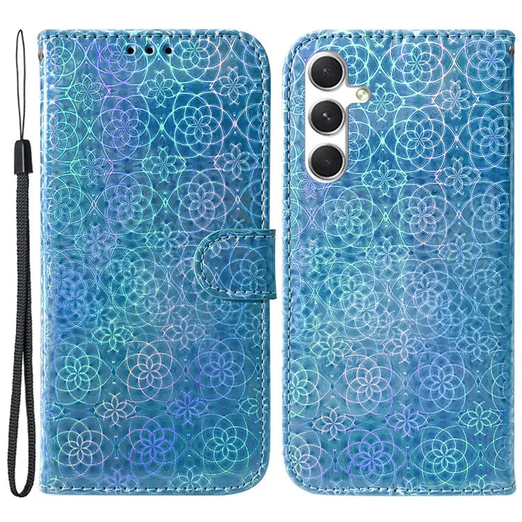 For Samsung Galaxy S24 Case Book Style Dazzling Flower Pattern Cover with Wallet