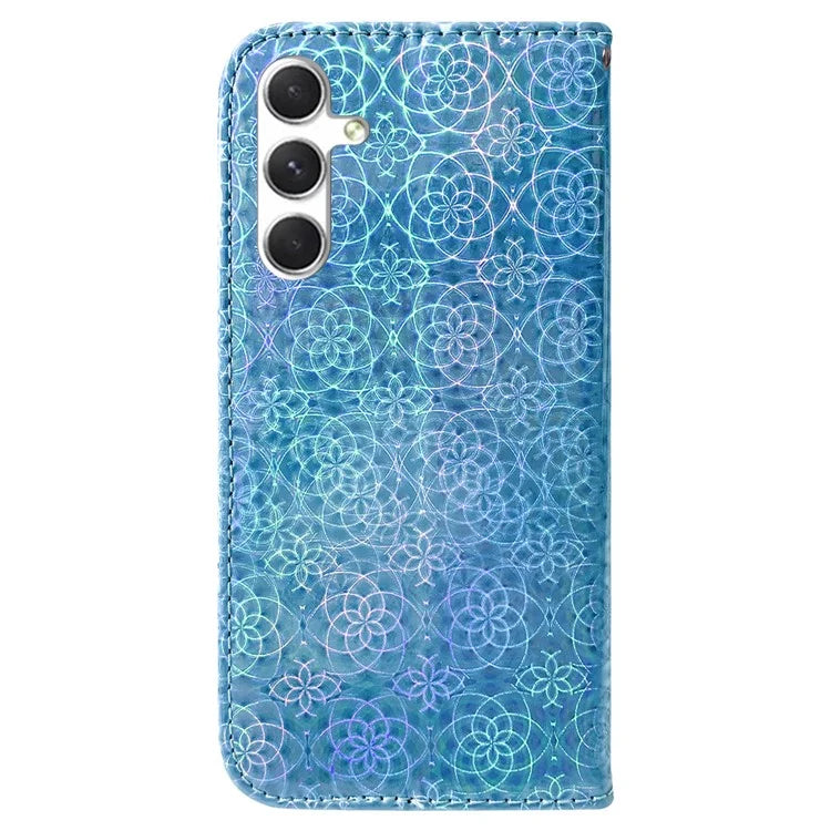 For Samsung Galaxy S24 Case Book Style Dazzling Flower Pattern Cover with Wallet