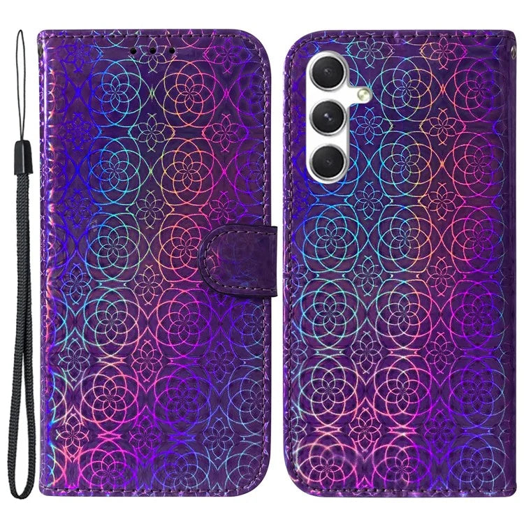 For Samsung Galaxy S24 Case Book Style Dazzling Flower Pattern Cover with Wallet