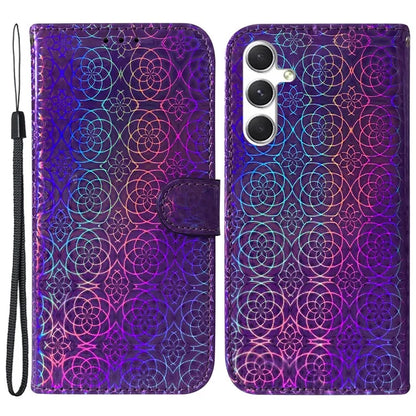 For Samsung Galaxy S24 Case Book Style Dazzling Flower Pattern Cover with Wallet