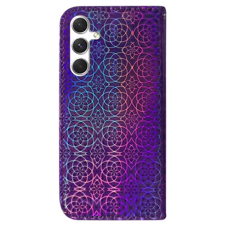 For Samsung Galaxy S24 Case Book Style Dazzling Flower Pattern Cover with Wallet