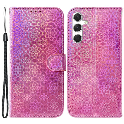 For Samsung Galaxy S24 Case Book Style Dazzling Flower Pattern Cover with Wallet