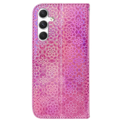 For Samsung Galaxy S24 Case Book Style Dazzling Flower Pattern Cover with Wallet