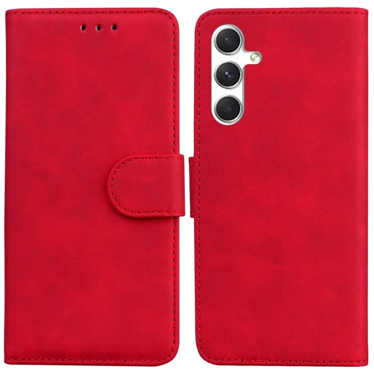 For Samsung Galaxy S24 Case Phone Shell Wallet Solid Color PU Leather Mobile Phone Cover