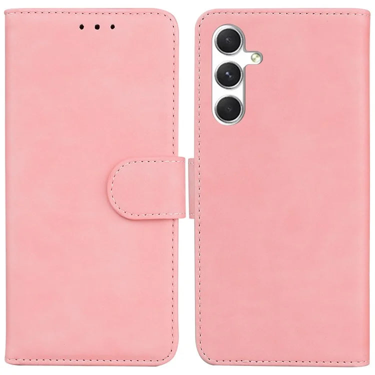 For Samsung Galaxy S24 Case Phone Shell Wallet Solid Color PU Leather Mobile Phone Cover