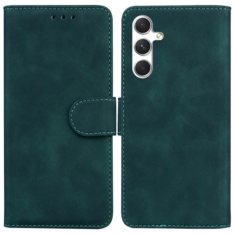 For Samsung Galaxy S24 Case Phone Shell Wallet Solid Color PU Leather Mobile Phone Cover