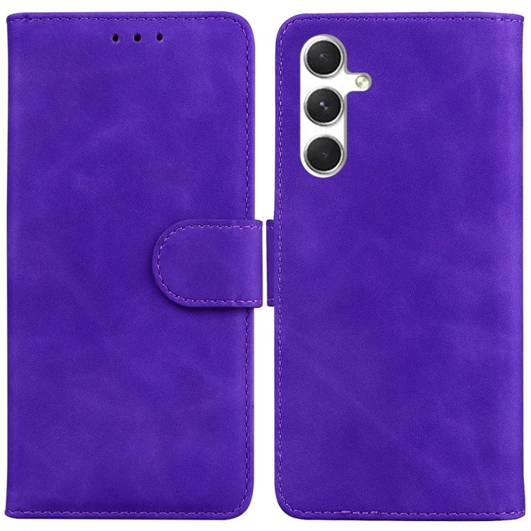 For Samsung Galaxy S24 Case Phone Shell Wallet Solid Color PU Leather Mobile Phone Cover