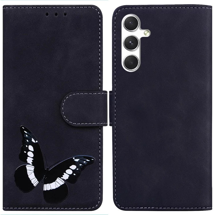 For Samsung Galaxy S24 Case Butterfly Printing Phone Cover Magnetic Clasp Leather Shell