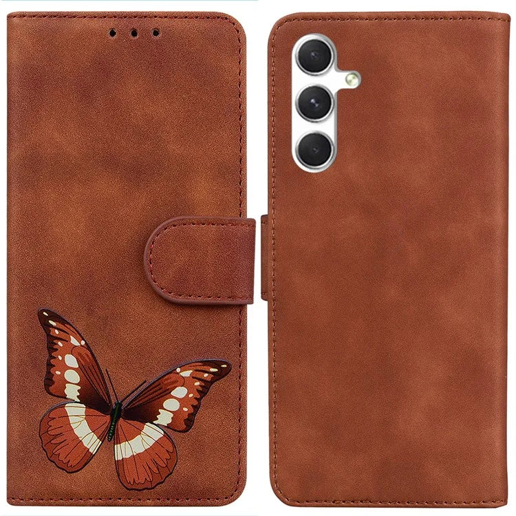 For Samsung Galaxy S24 Case Butterfly Printing Phone Cover Magnetic Clasp Leather Shell